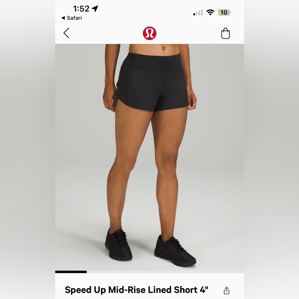 Lululemon Speed Up Mid-Rise Lined Short 4 Inch Black